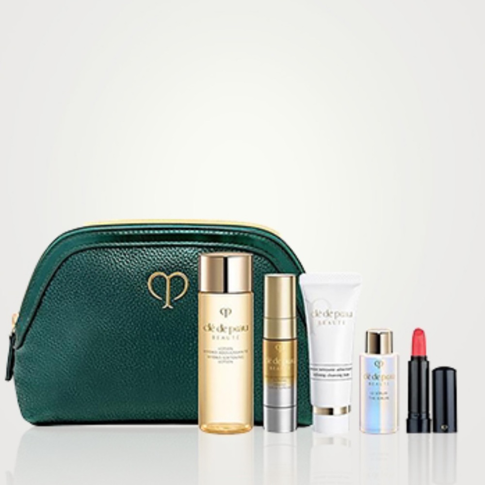 Clé de Peau 6 pc Luxury Skincare Set w Green Pouch NEW GWP